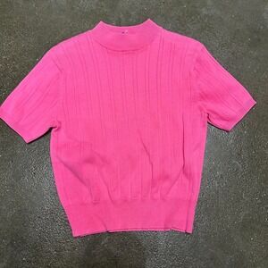 Vintage Preswick & Moore Pink Size Medium Short Sleeve Turtleneck Tee Shirt